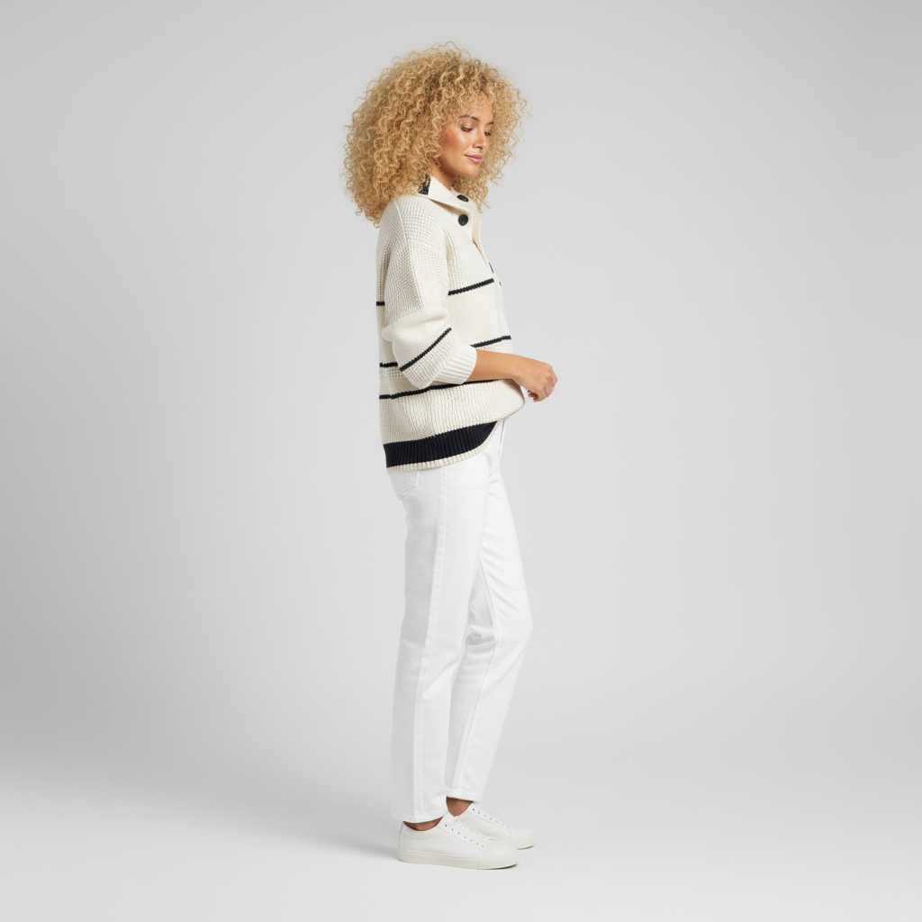 Pull femme en maille texturée à rayures - Chic et doux