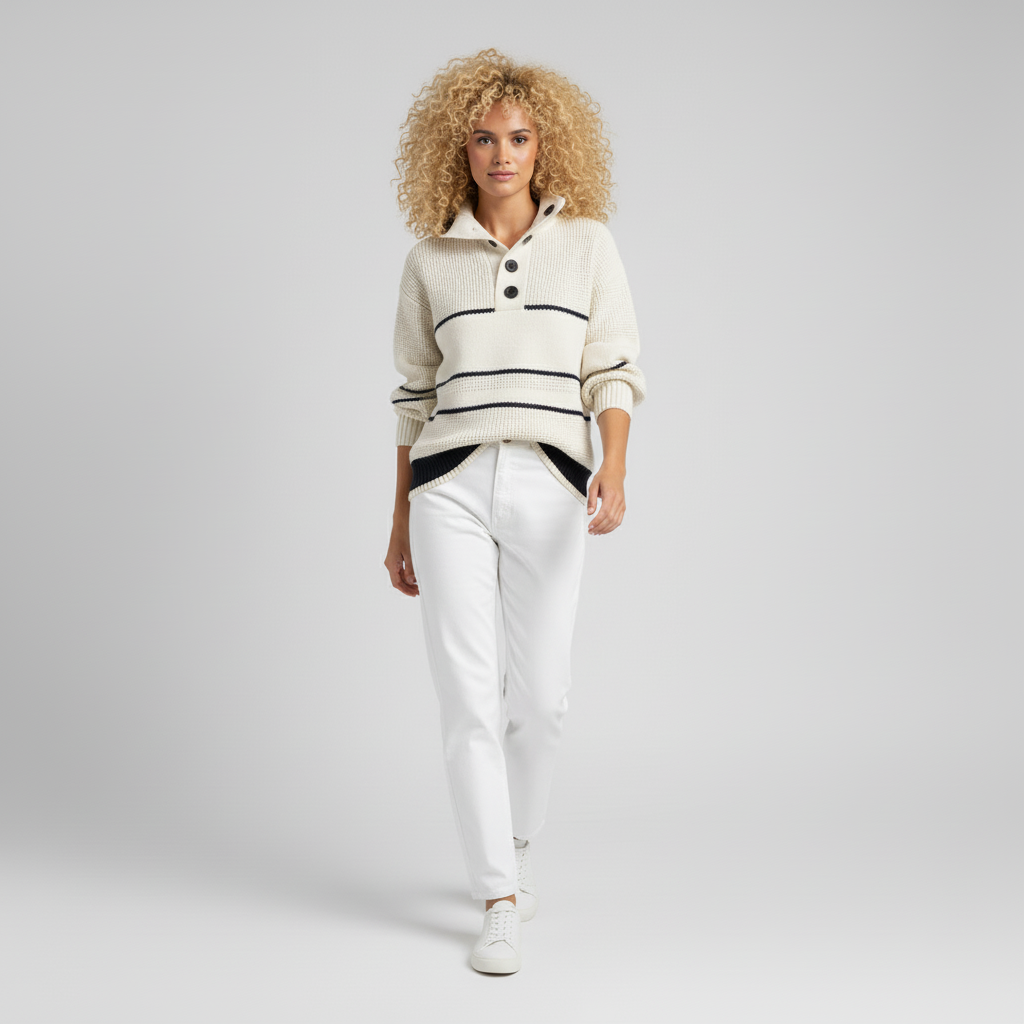 Pull femme en maille texturée à rayures - Chic et doux