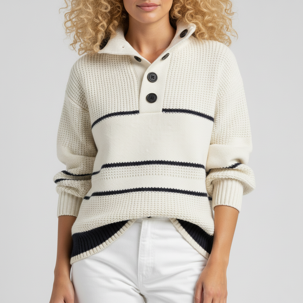 Pull femme en maille texturée à rayures - Chic et doux