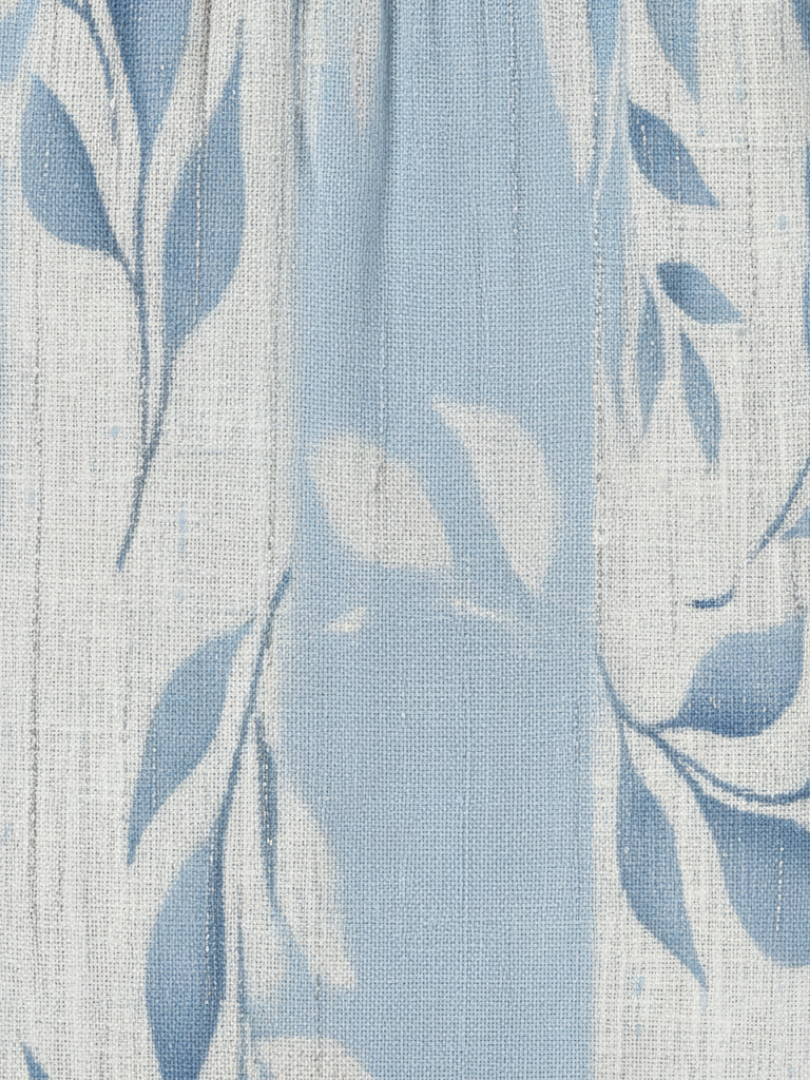 Abito midi da donna senza maniche con motivo foglie blu – Linea leggera elegante