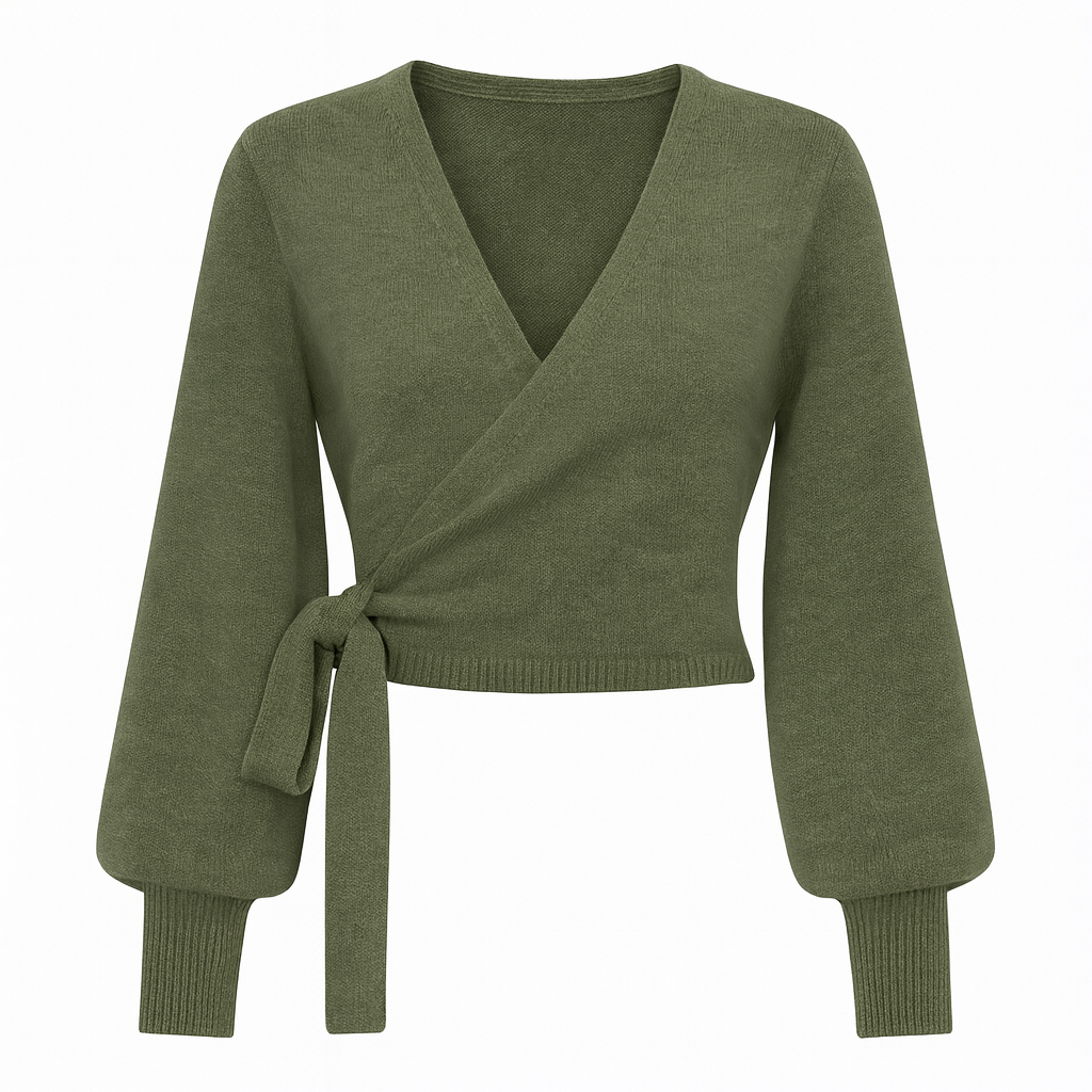 Elegante e comoda blusa in maglia stile avvolgente per donna - Elegante top in maglia