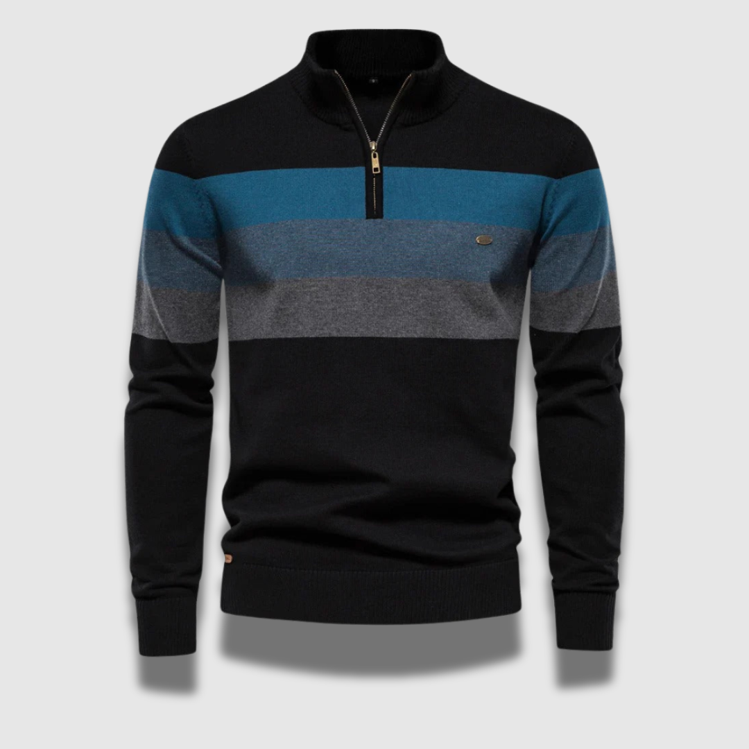 Maglione con zip a righe per uomo