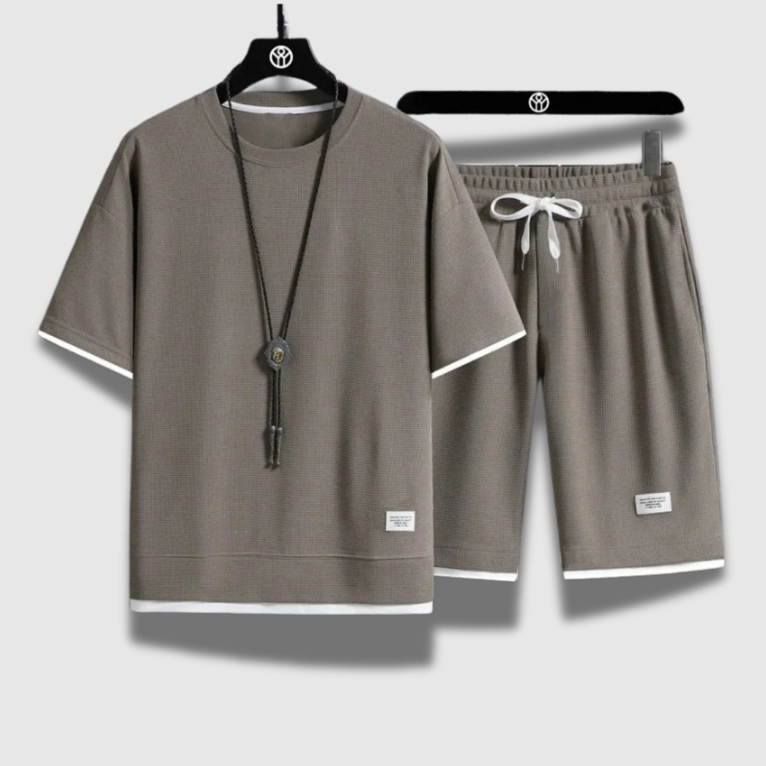 Set di camicia e pantaloncini casual per uomo