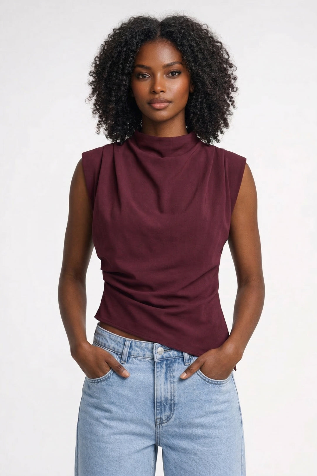 Top da donna drappeggiato senza maniche dal taglio aderente - Elegante e raffinato
