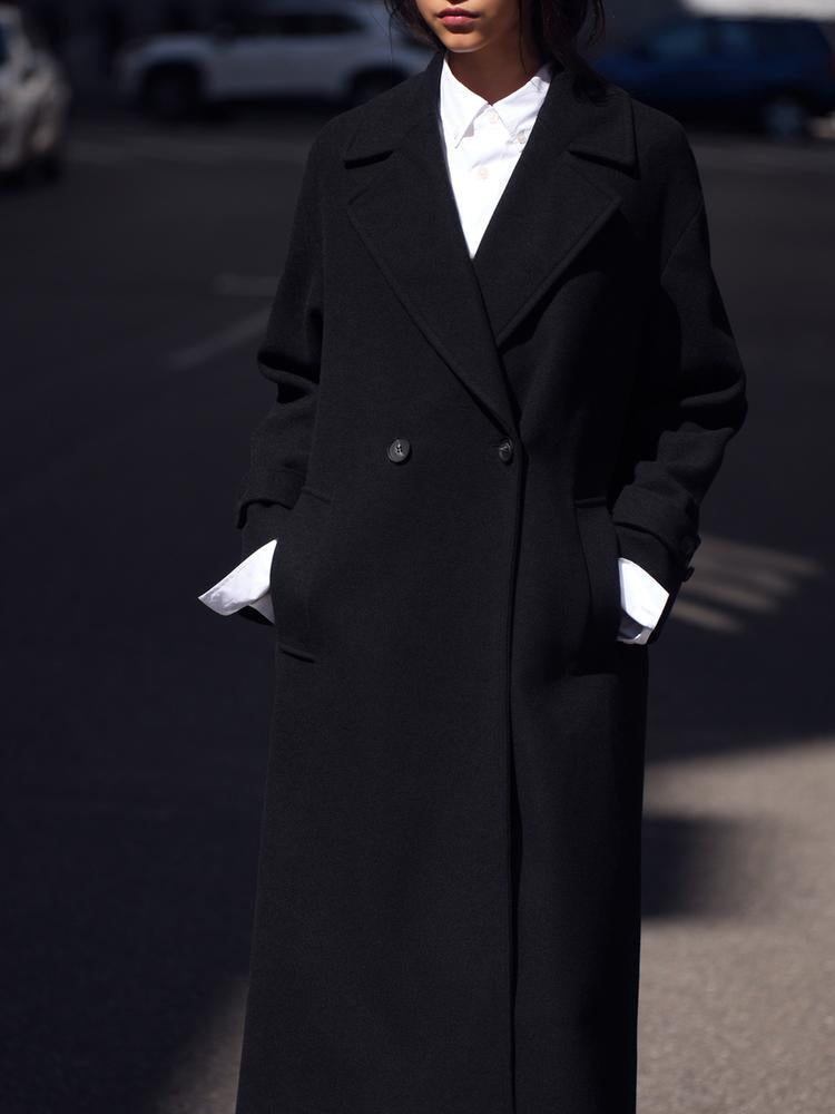 Women’s straight-cut double-breasted trench coat – Elegant and windproof