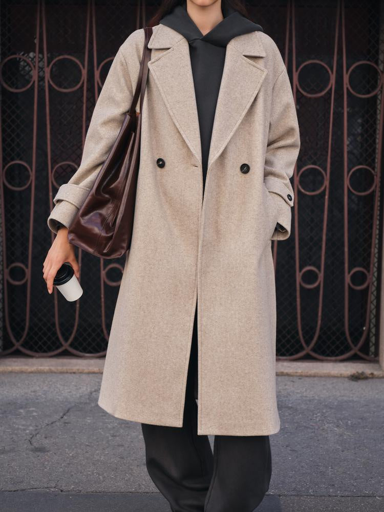 Women’s straight-cut double-breasted trench coat – Elegant and windproof