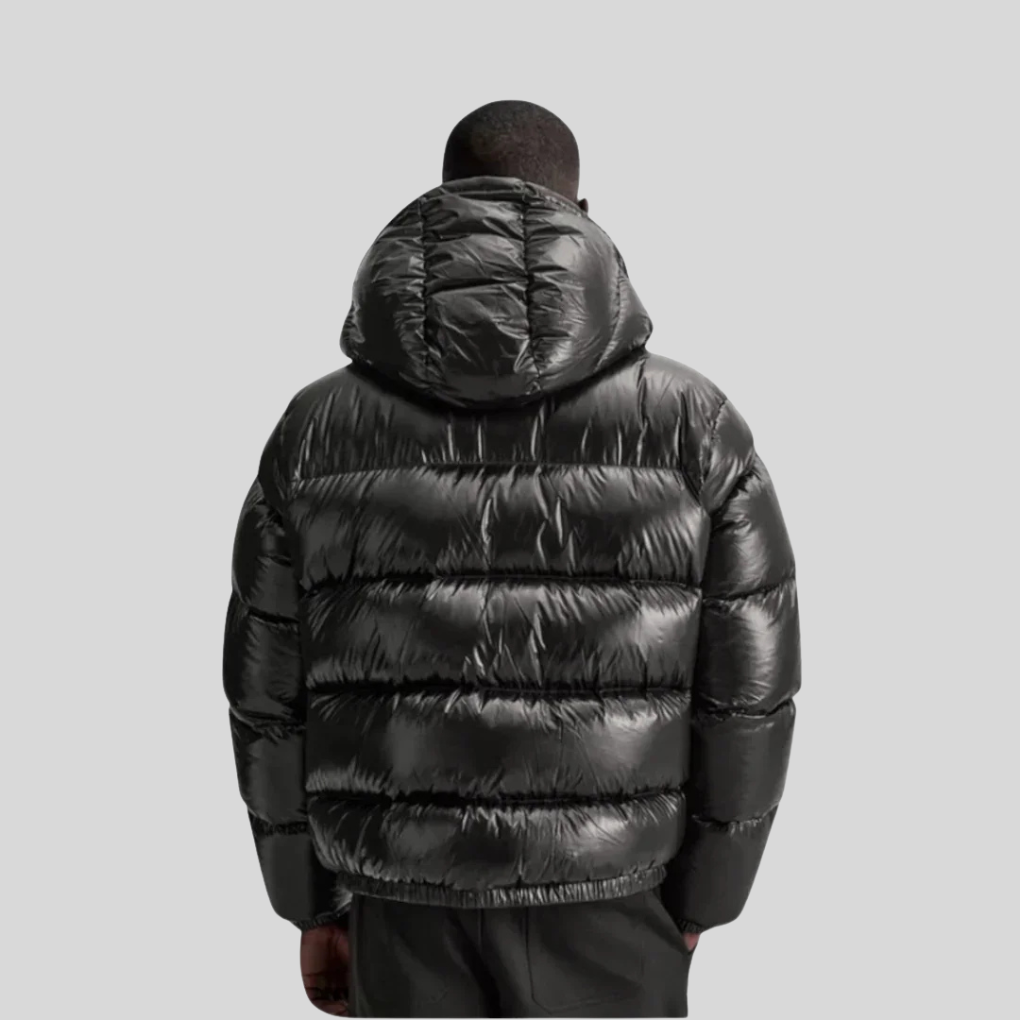 Piumino nero premium da uomo – Parka invernale isolato con cerniera