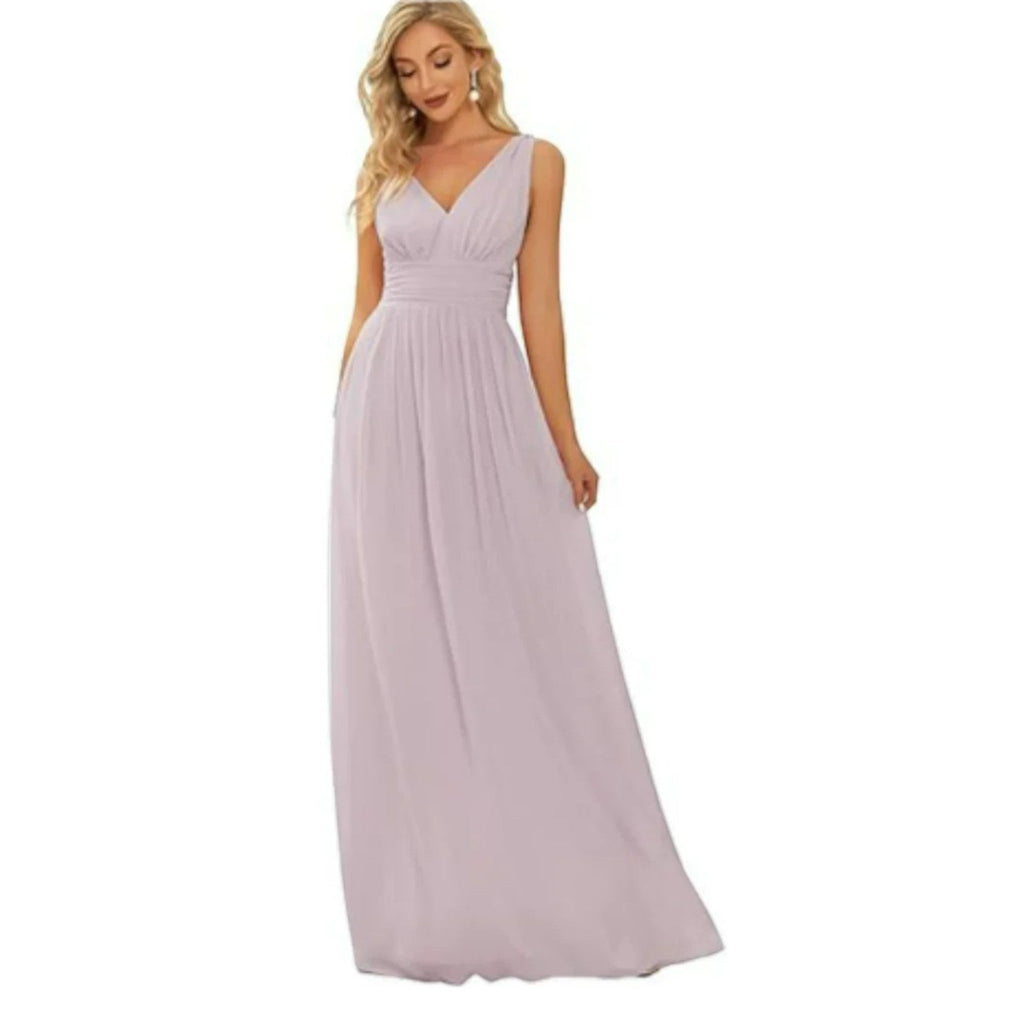 Abito Maxi Elegante con Scollo a V – Stile Femminile Senza Tempo