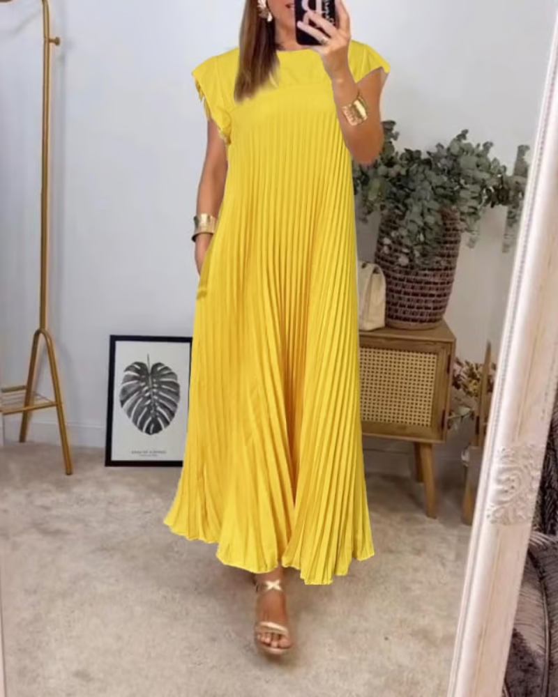 Abito maxi plissettato elegante da donna – Fluido e raffinato