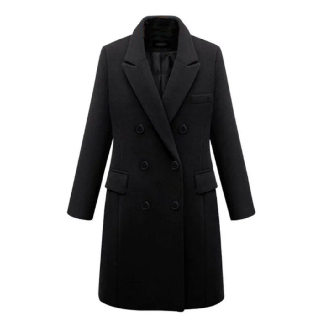 Cappotto invernale lungo da donna in misto lana – Caldo capospalla doppiopetto