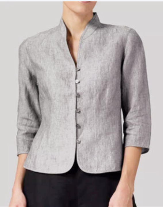 Camicetta vintage in cotone e lino da donna – Top casual a maniche lunghe