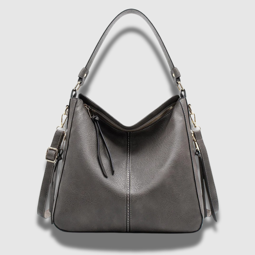 Borsa a tracolla in pelle, spaziosa e chic, con tracolla regolabile