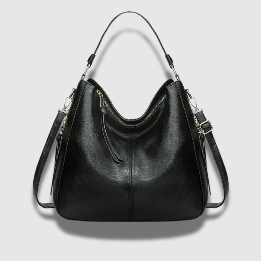 Borsa a tracolla in pelle, spaziosa e chic, con tracolla regolabile