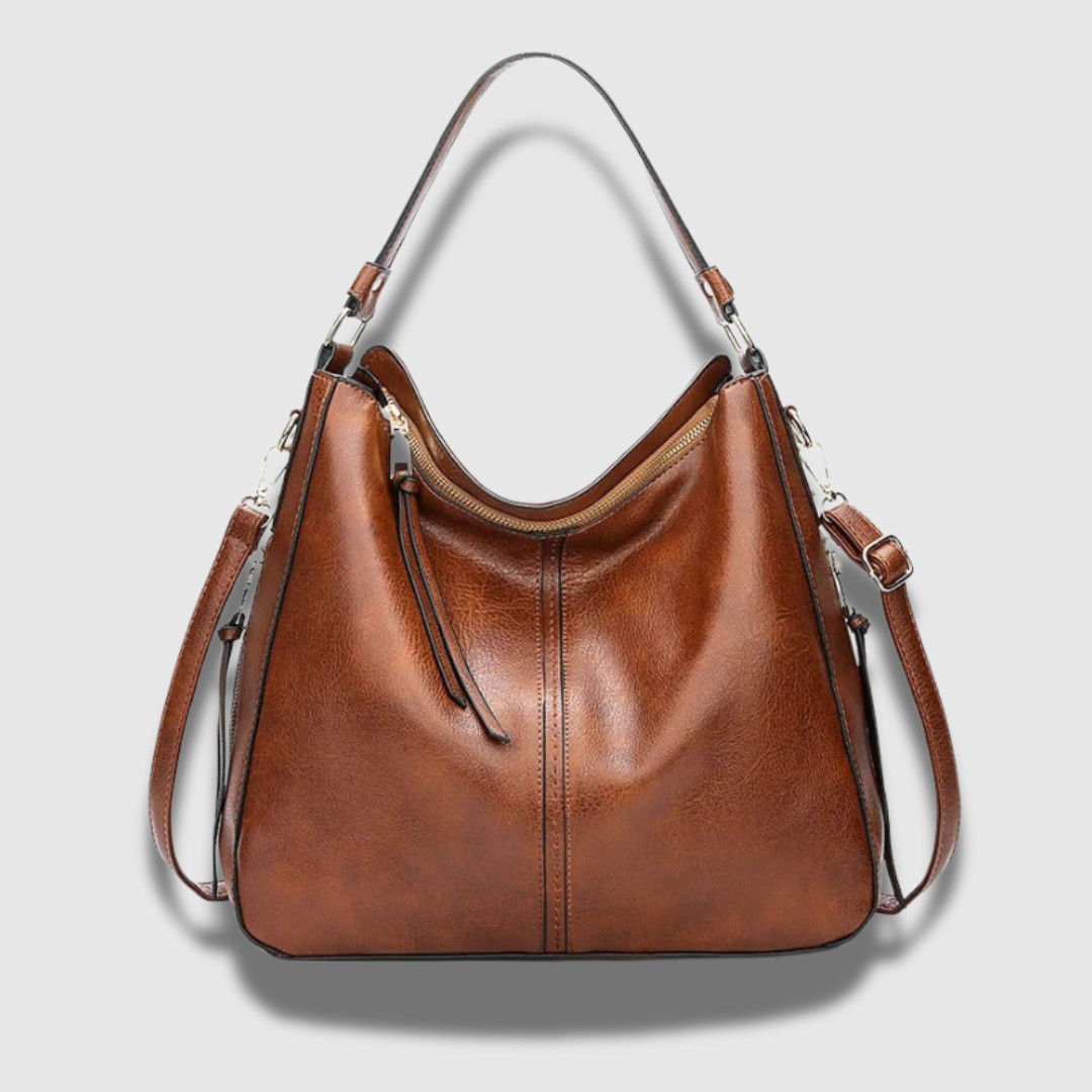 Borsa a tracolla in pelle, spaziosa e chic, con tracolla regolabile