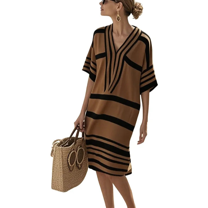 Flowing striped dress for women - Casual elegance