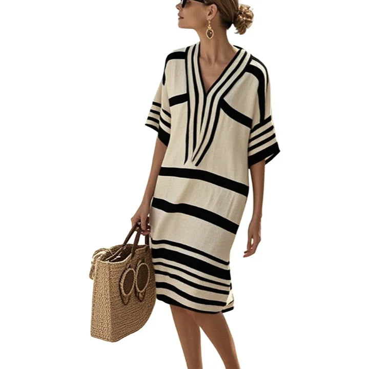 Flowing striped dress for women - Casual elegance