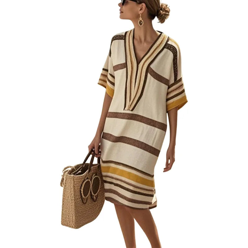 Flowing striped dress for women - Casual elegance