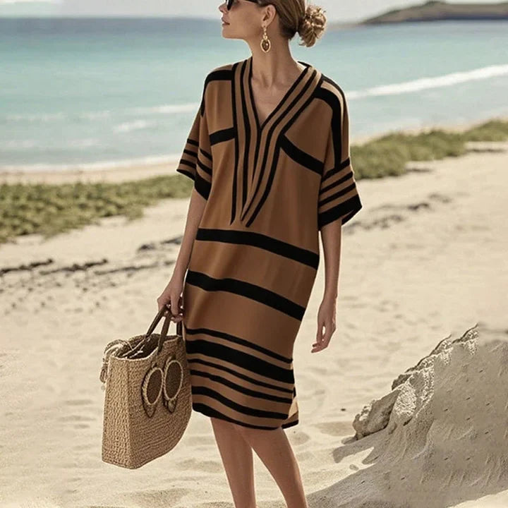 Flowing striped dress for women - Casual elegance