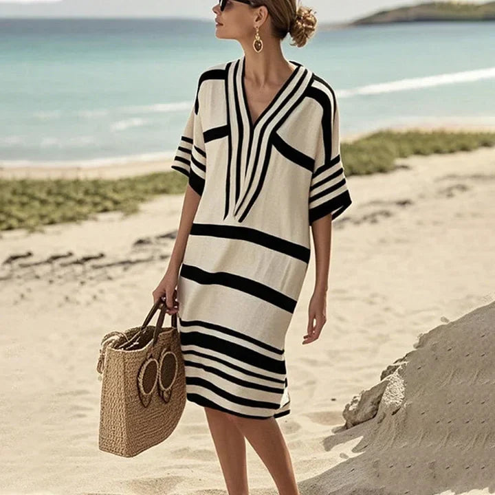 Flowing striped dress for women - Casual elegance