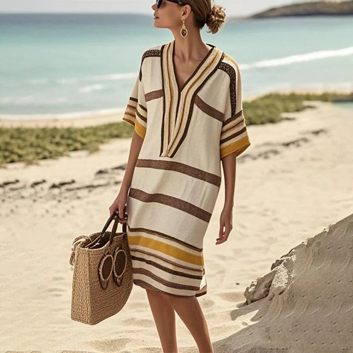 Flowing striped dress for women - Casual elegance