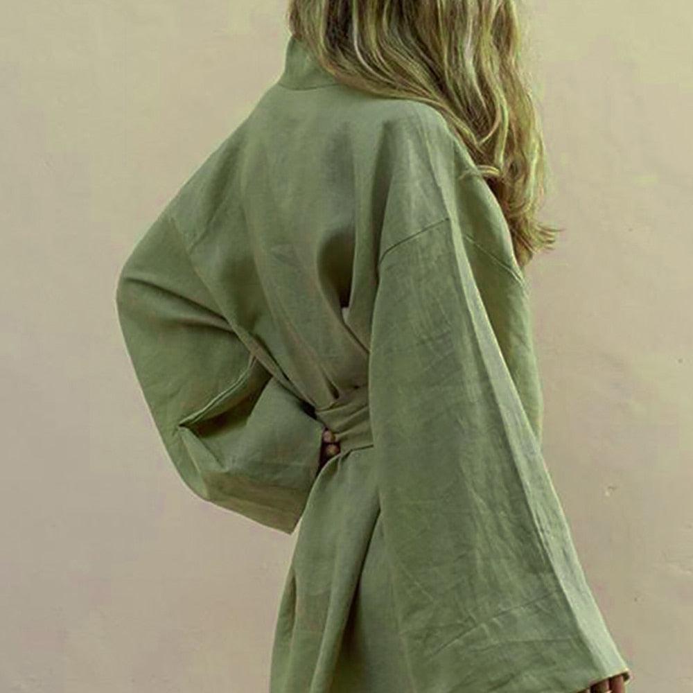 Giacca kimono color cachi da donna