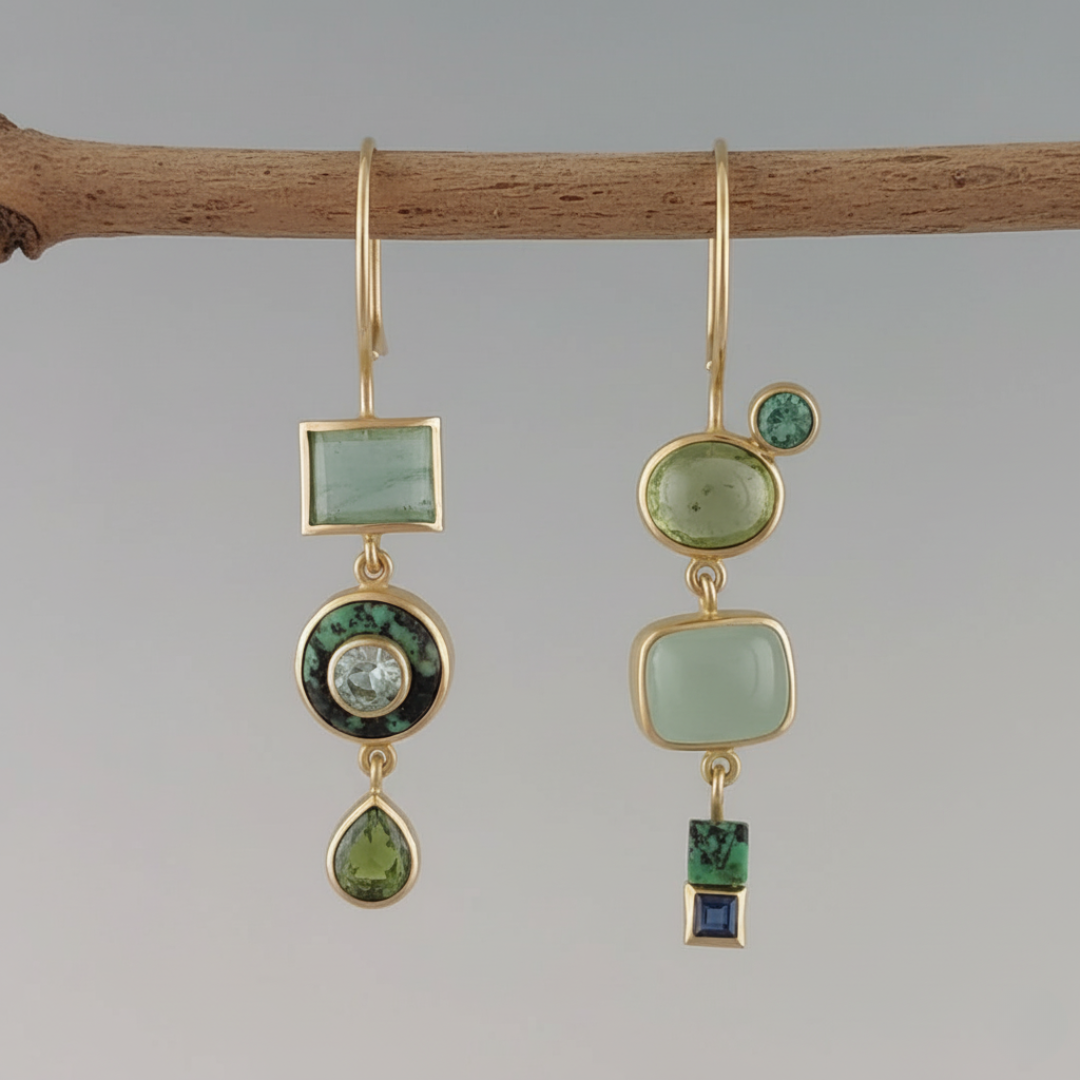 Orecchini Donna Pietra Verde – Stile Vintage Elegante e Raffinato.
