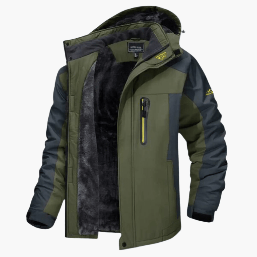 Giacca da uomo con fodera in pile Premium Outdoor - Cappotto impermeabile con cappuccio