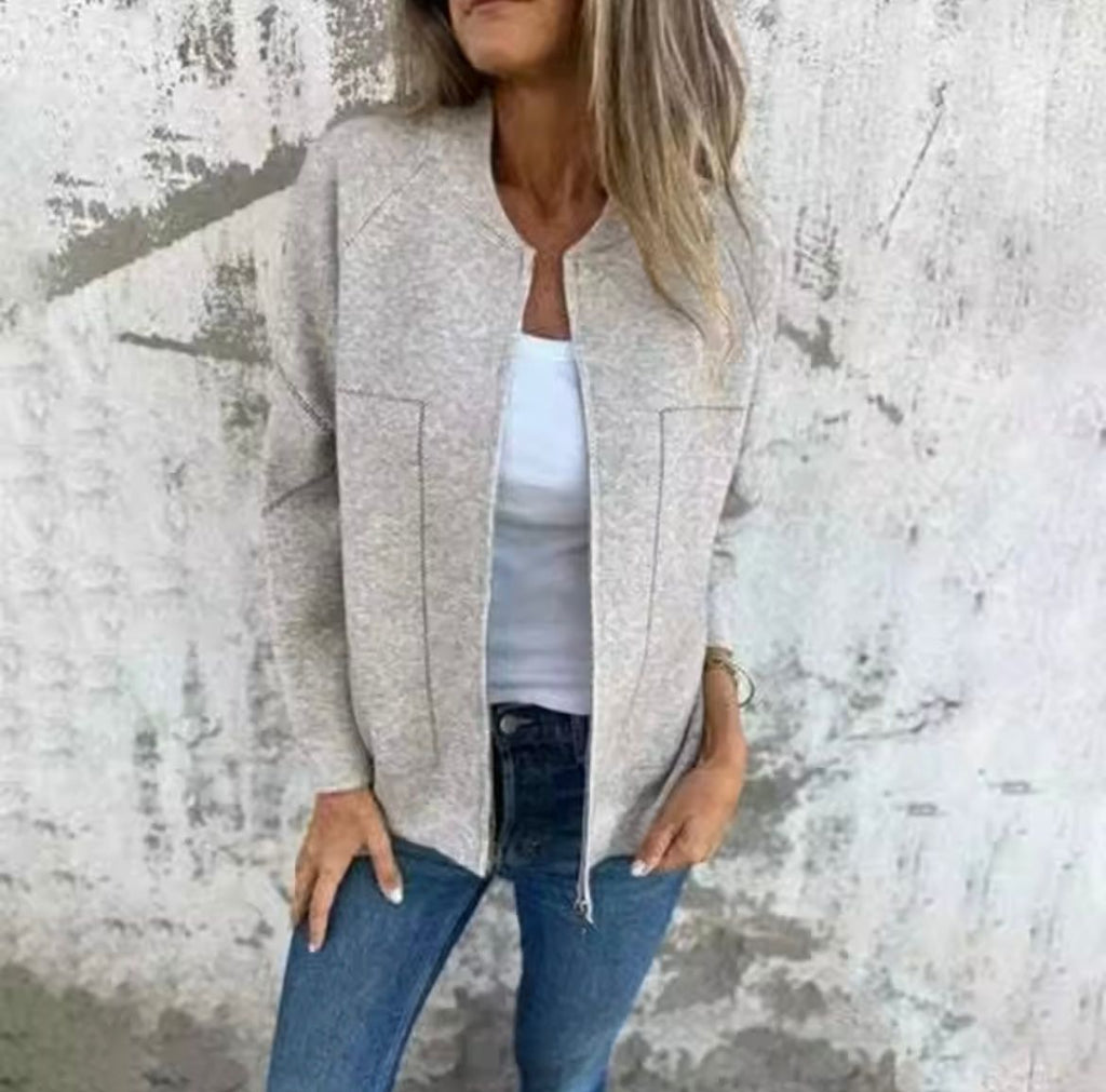 Elegante giacca con cerniera da donna – Giacca casual leggera