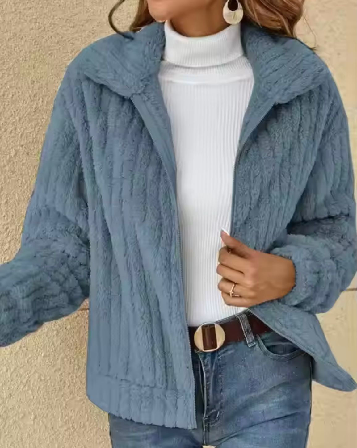 Giacca elegante e comoda da donna – Cappotto Teddy con cappuccio