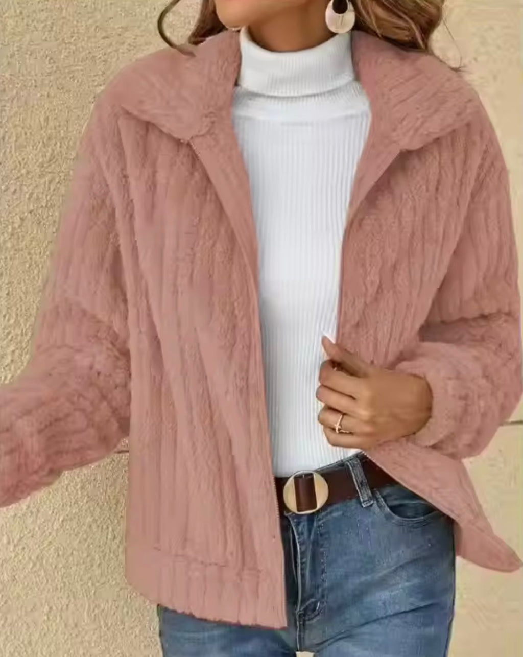 Giacca elegante e comoda da donna – Cappotto Teddy con cappuccio