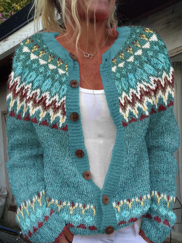 Cardigan islandese donna vintage - Motivo geometrico e caldo