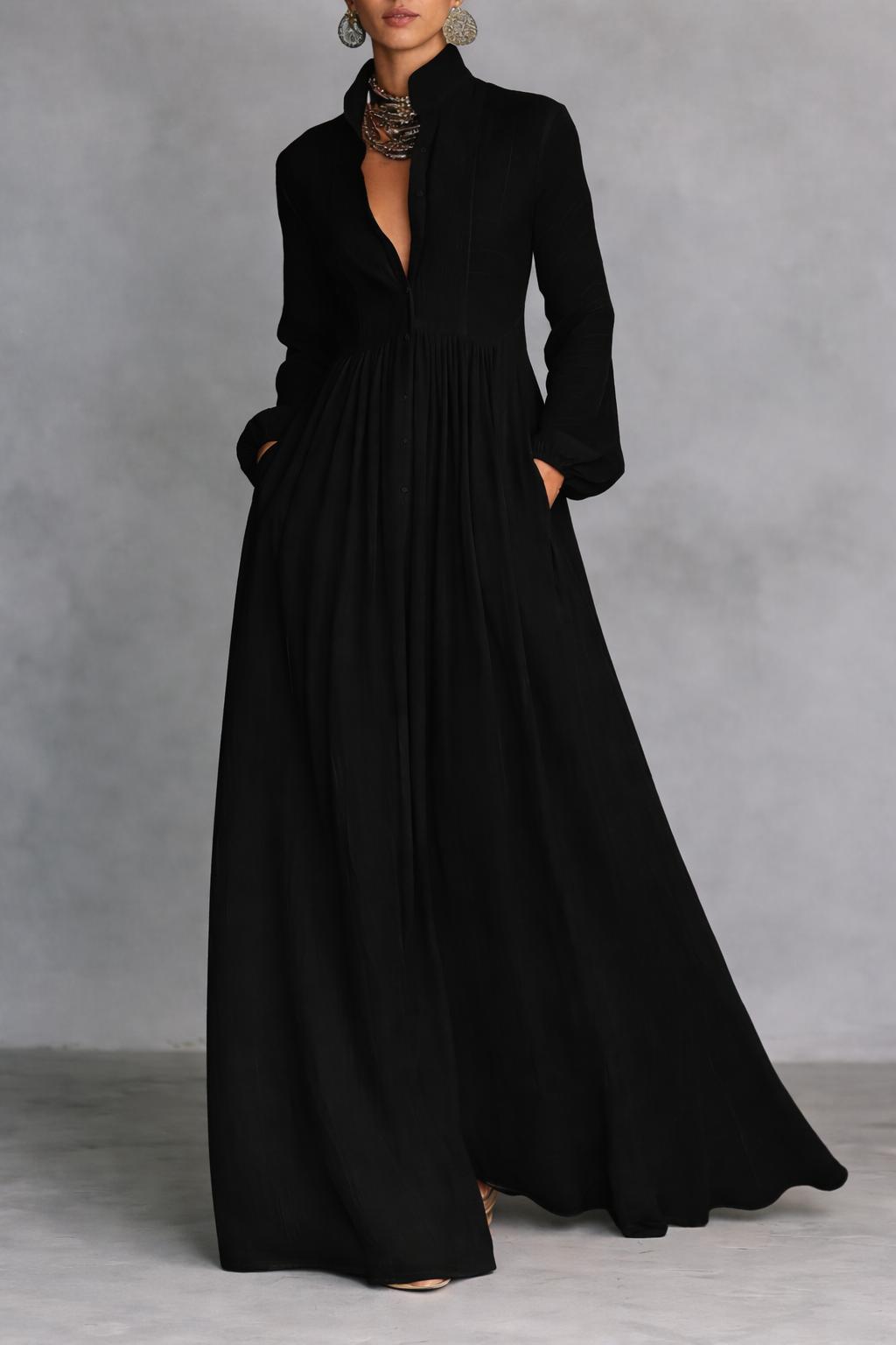 Abito maxi da donna con bottoni frontali - Morbido ed elegante