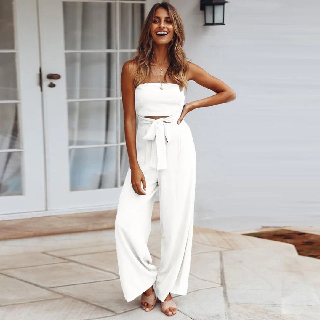 Tuta donna bustier a gamba larga – Vita annodata elegante