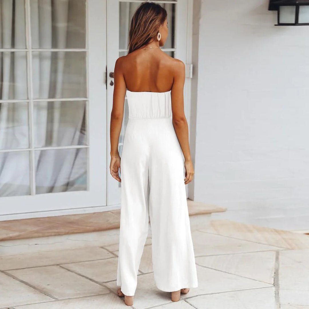 Tuta donna bustier a gamba larga – Vita annodata elegante