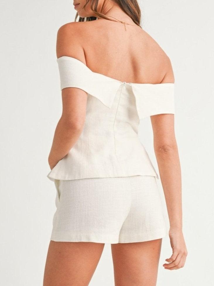 Completo due pezzi da donna in cotone e lino bianco – Abito elegante e leggero