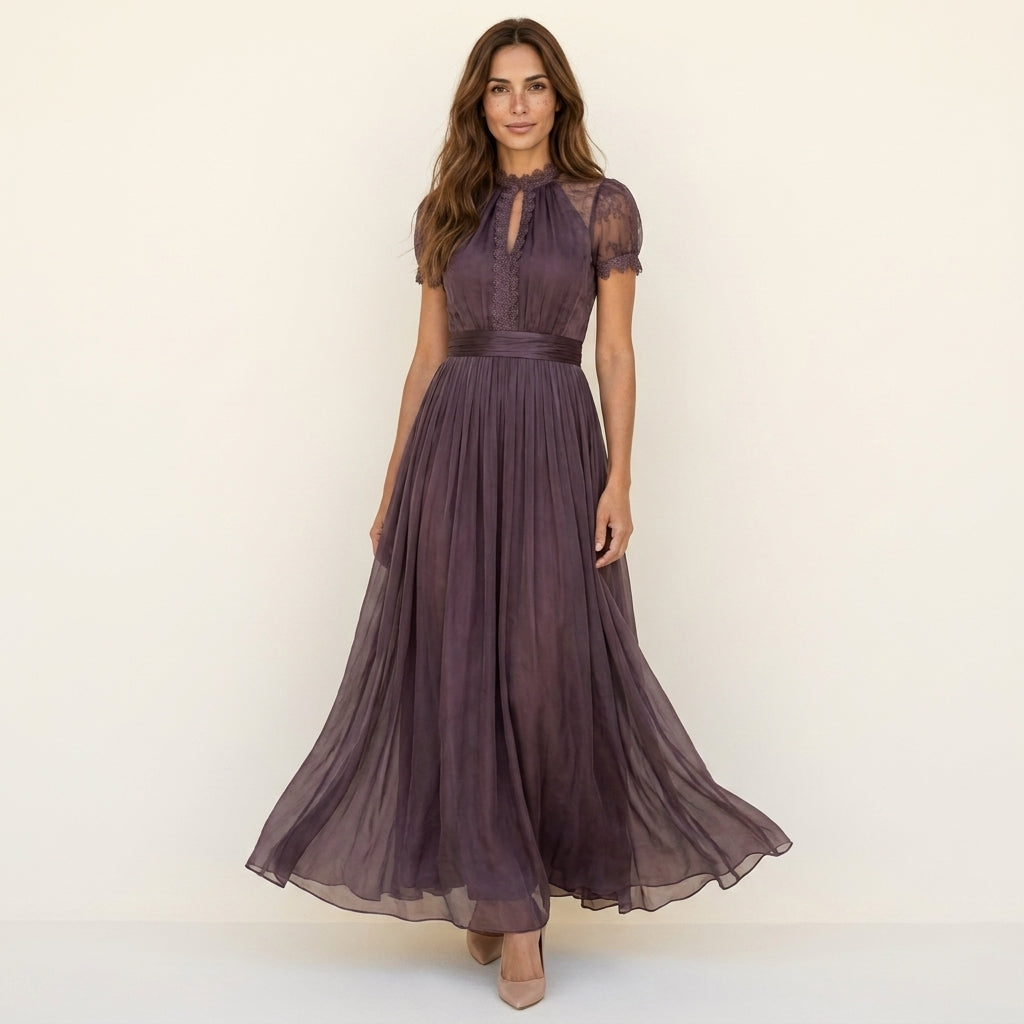Abito lungo vintage da donna con pizzo - Elegante e romantico