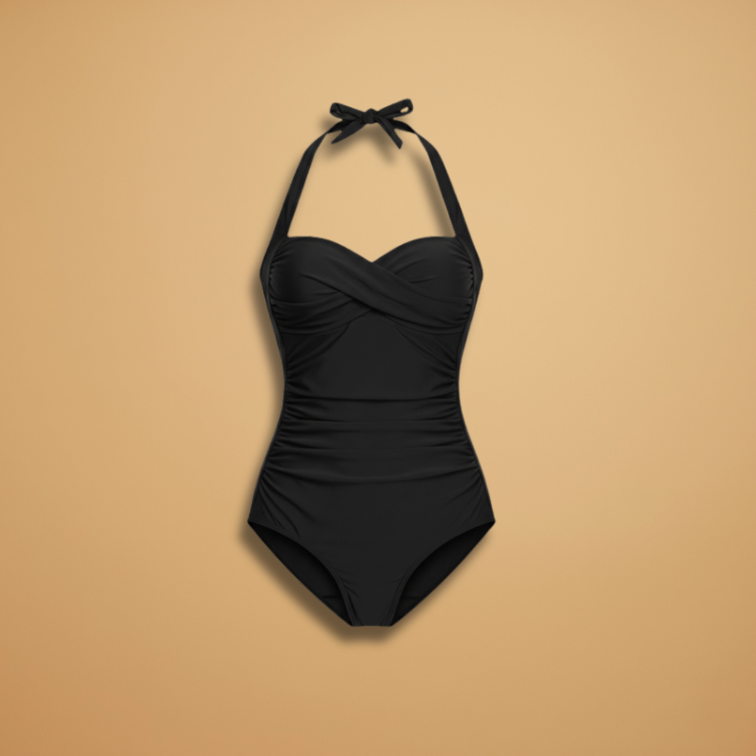 Costume intero donna modellante con drappeggio intrecciato