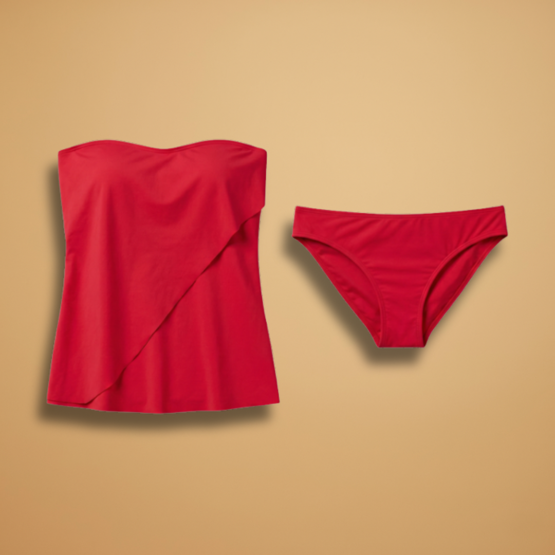 Tankini donna fascia con scollo a cuore e volant - Estivo e valorizzante
