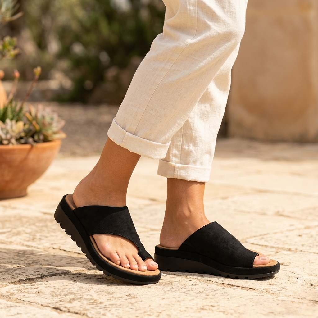 Sandali da donna infradito con zeppa – Comfort antiscivolo