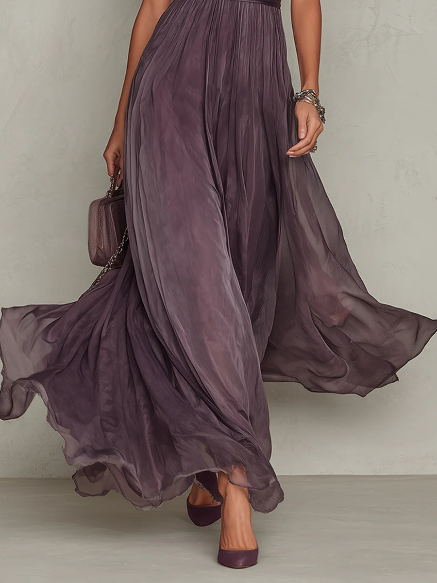 Abito maxi in chiffon da donna – Stile vintage ed eleganza fluida