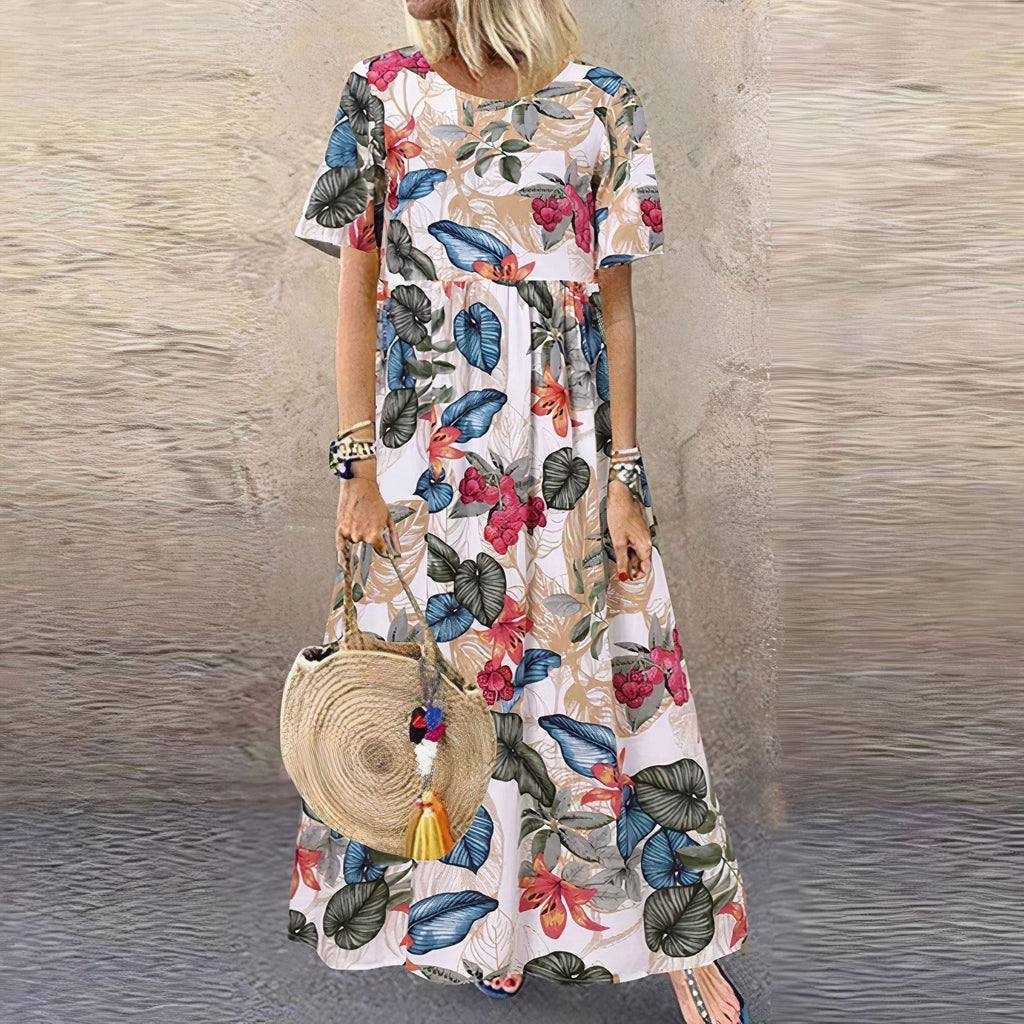 Maxi abito donna casual floreale dal taglio rilassato