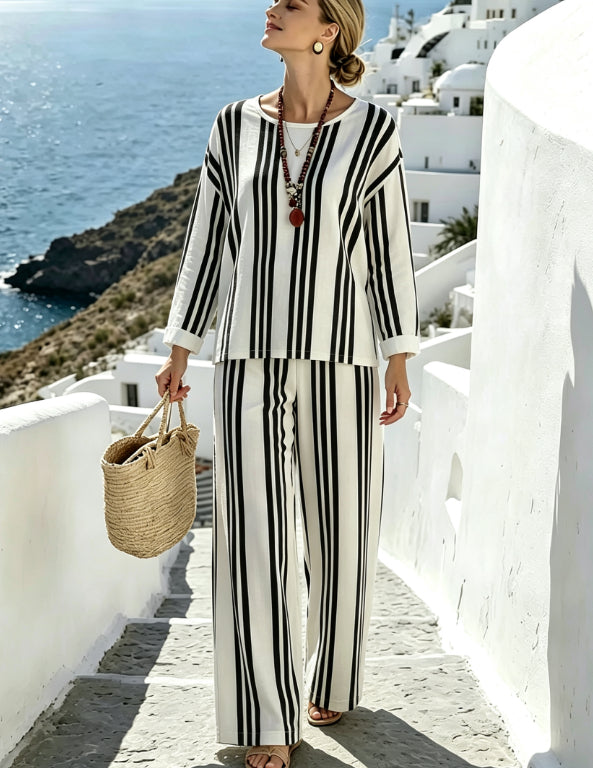 Set donna asimmetrico stampato con top ampio e shorts
