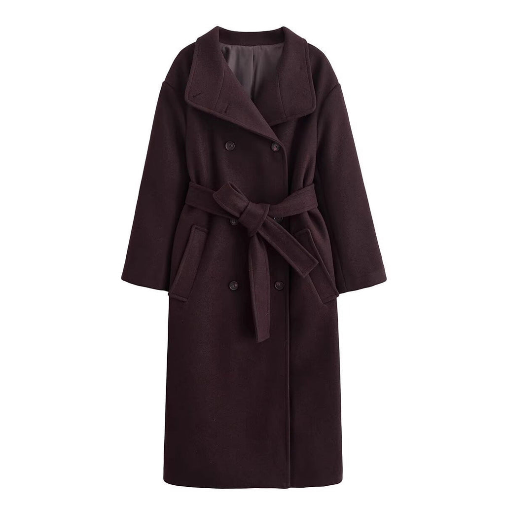 Cappotto di lana da donna premium con cintura - Elegante stile invernale doppiopetto