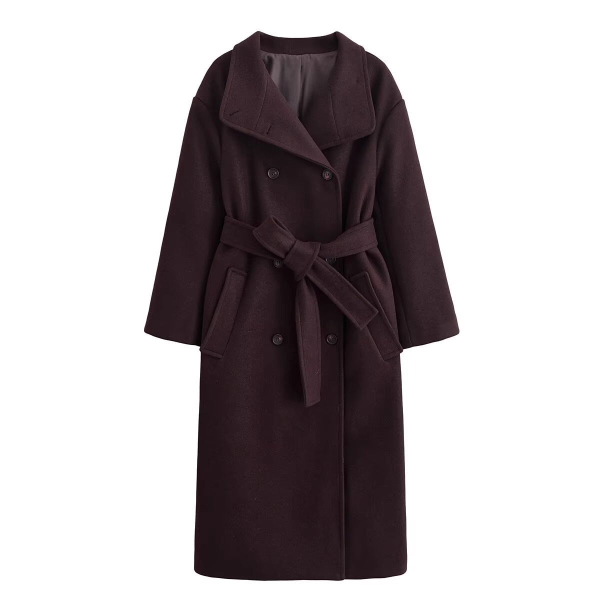 Cappotto di lana da donna premium con cintura - Elegante stile invernale doppiopetto