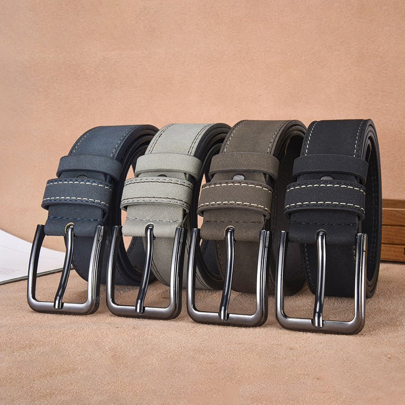 Cintura da uomo in pelle scamosciata con fibbia ad ardiglione – Stile casual e professionale resistente