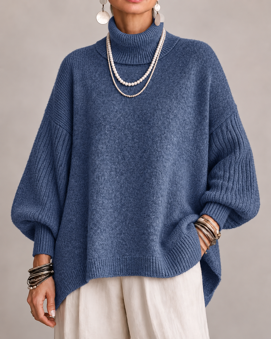 Women's soft draped sweater - Warm and elegant
