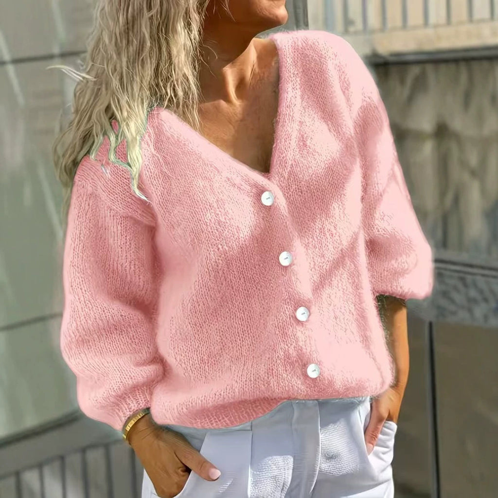 Cardigan en maille pour femme à boutons - Simple et doux