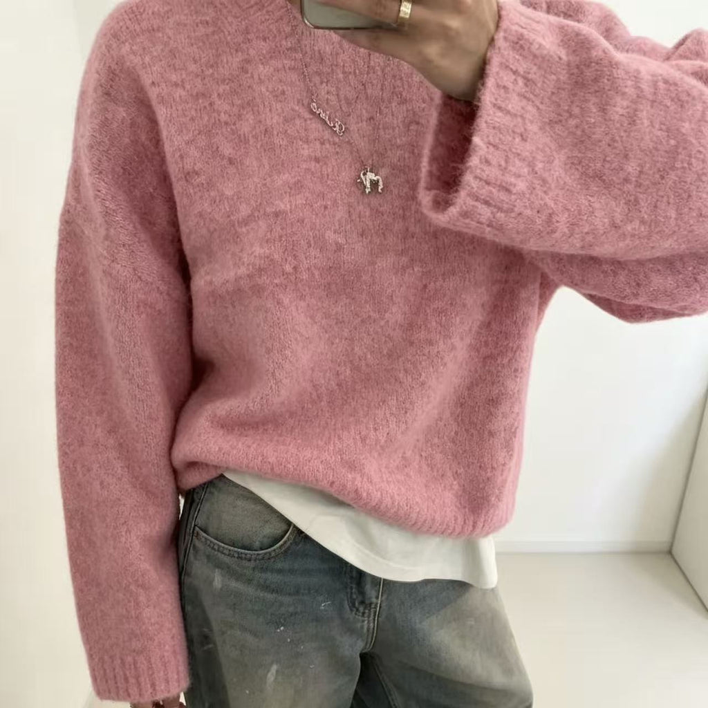 Maglione donna ampio tinta unita in maglia - Morbido e facile da indossare