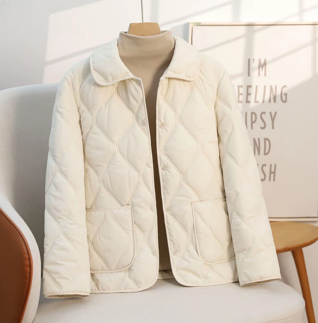 Giacca Donna Imbottita in Cotone con Vestibilità Morbida – Cappotto Corto Casual con Revers