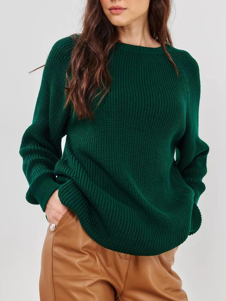 Maglione donna in maglia spessa tinta unita - Caldo morbido e versatile